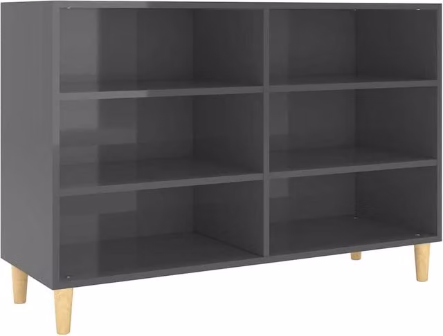 Berkfield Home High Gloss Grey Scandinavian Sideboard, W: 103.5 cm, D: 35 cm, H: 70 cm – 1
