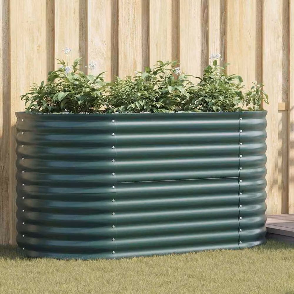 Berkfield Home Garden Green Galvanised Steel Raised Bed W/D/H: 160 x 80 x 81 cm – 2