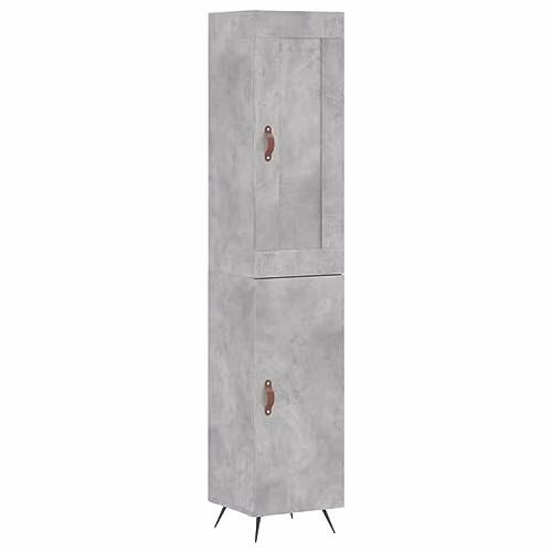 vidaXL Modern Highboard in Concrete Grey with Hinged Doors, W/D/H: 34.5 x 34.0 x 180.0 cm