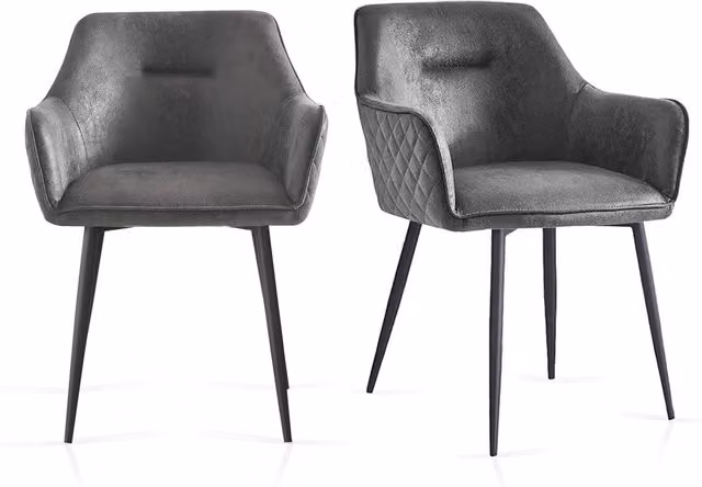 SONARA Modern Faux Suede Dining Armchairs, Set of 2, Grey – 1