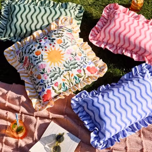 Furn Summer Solstice Wiggly Stripe Outdoor Decorative Pillow, Blue and Purple Striped Polyester, W/D/H: 50 x 30 x 30 cm – 2