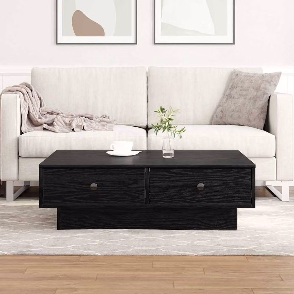 Berkfield Home Modern Square Coffee Table in Black Oak, W/D/H: 90 x 90 x 28 cm – 2