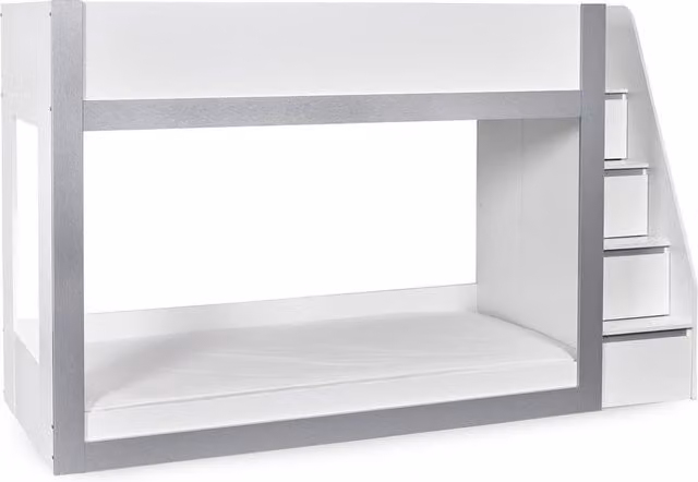 Cheshire Quince Modern Single Bunk Bed in White and Silver, W/D/H: 90 x 200 cm – 1
