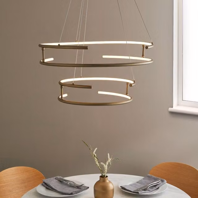 Pagazzi Mabel Antique Brass LED Ring Pendant Ceiling Light in Gold – 1