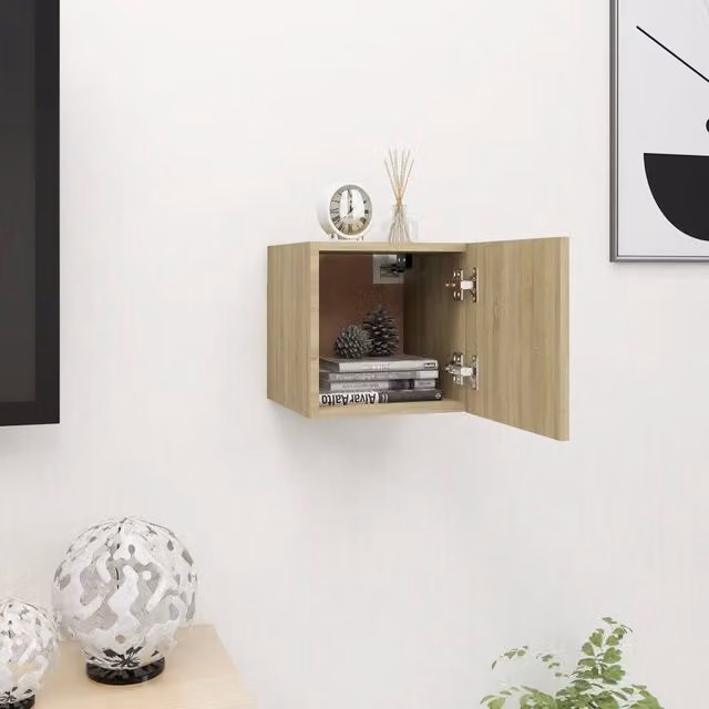Berkfield Home Wall Mounted TV Cabinet in Sonoma Oak Brown, W/D/H: 30.5 x 30 x 30 cm – 1