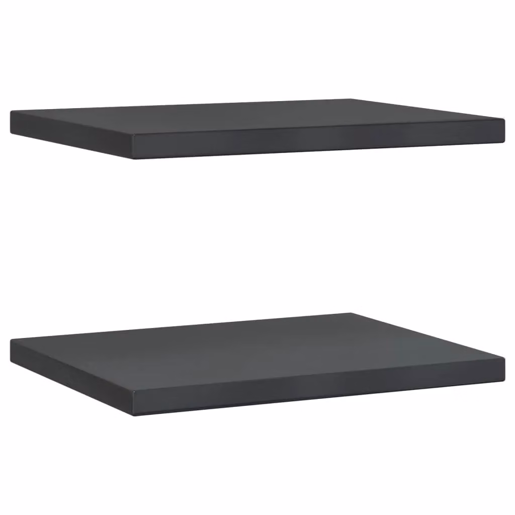 Berkfield Home Black Stainless Steel Wall Mounted Shelves, 2 Pack, W: 50 cm, D: 40 cm, H: 3 cm – 2