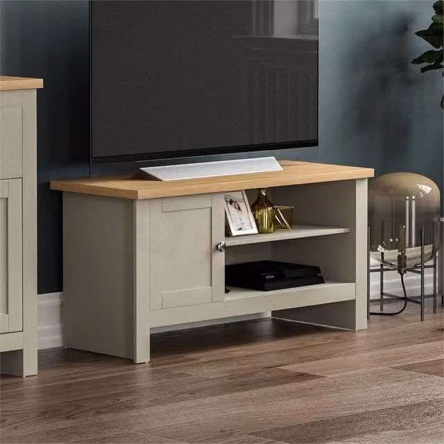 SPETLEK Modern TV Cabinet Stand and Sideboard with 1 Door in Grey and White