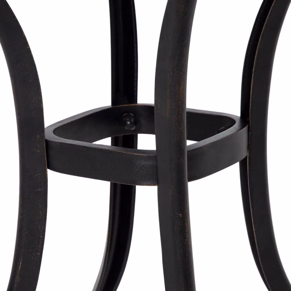 VOGREX Cast Aluminium Bistro Table with Umbrella Hole in Black and Bronze with Floral Design – 5