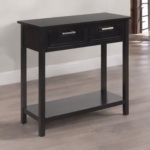 Rafaelo Mobilia Industrial Console Table with 2 Fabric Drawers in Black – 1