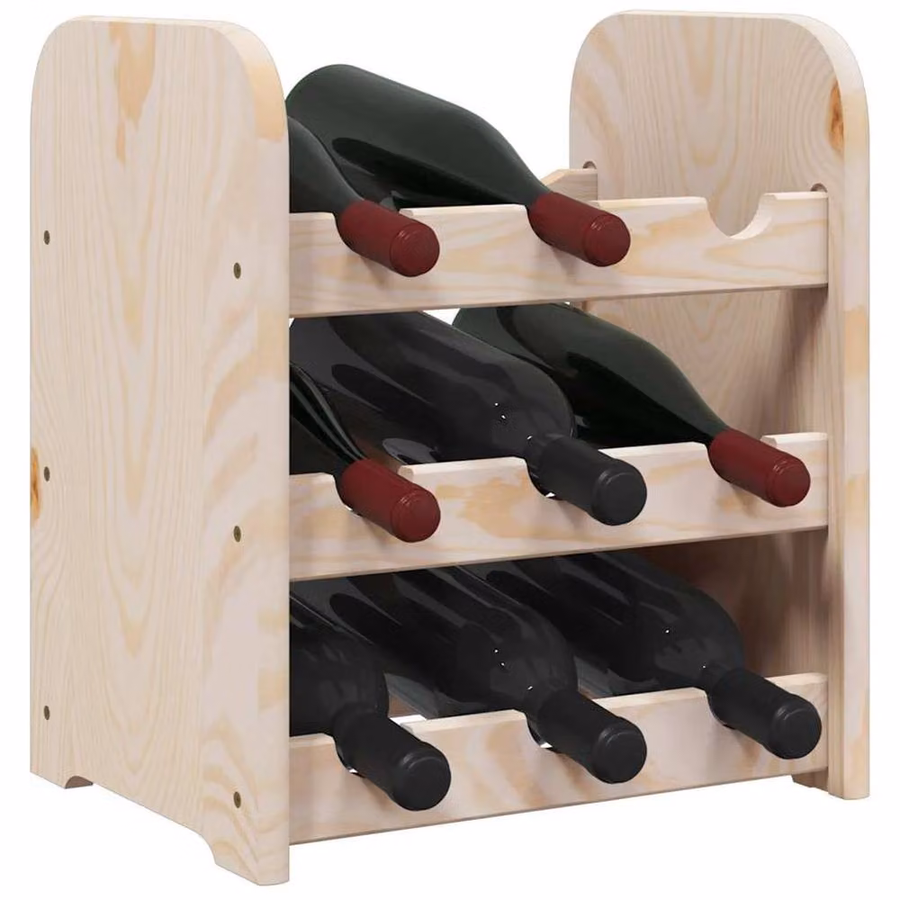 Berkfield Home Rustic Solid Pine Wine Rack in Light Brown, W/D/H: 33 x 25 x 37 cm – 4