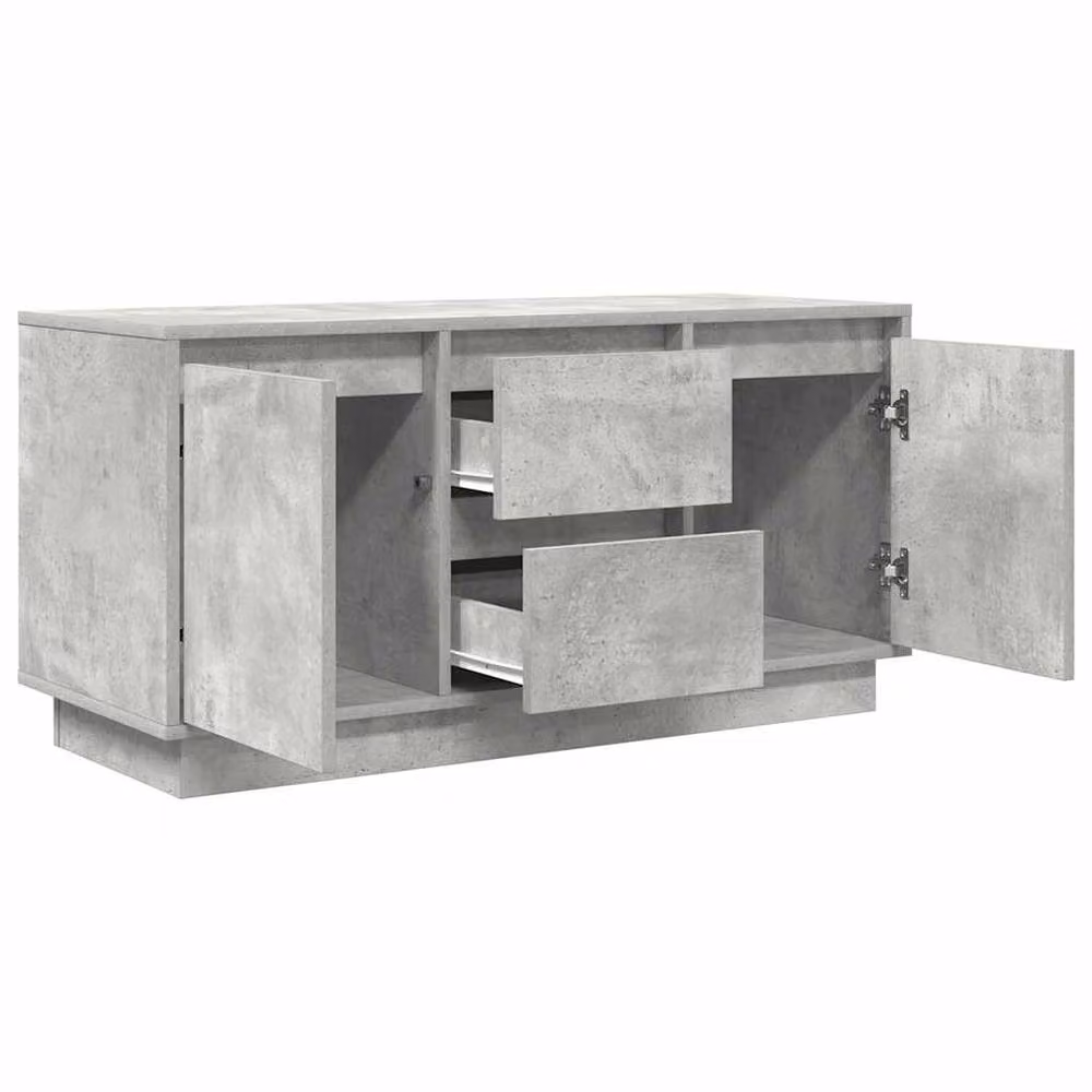Berkfield Home Modern TV Cabinet with LED Lights in Concrete Grey, W/D/H: 100 x 41 x 50 cm – 4