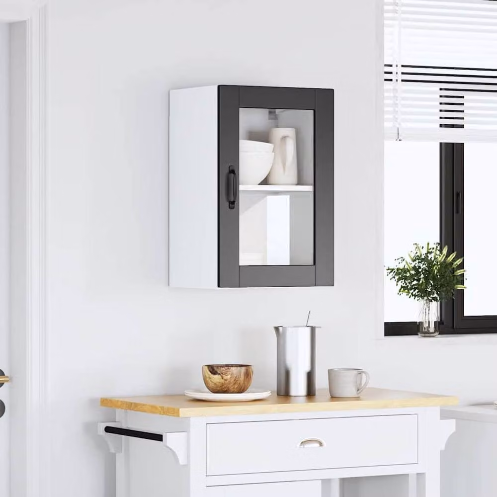 Berkfield Home Porto Modern Kitchen Wall Cabinet with Glass Doors in Matt Black – 3