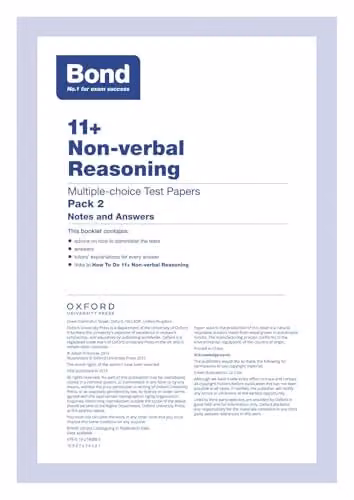 Bond 11+ Non-verbal Reasoning Multiple-choice Test Papers Pack of 2 by Oxford University Press – 2