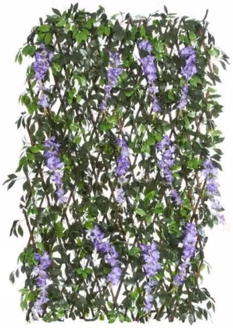 Garden Mile Artificial Wisteria Floral Screening Trellis in Green and Purple