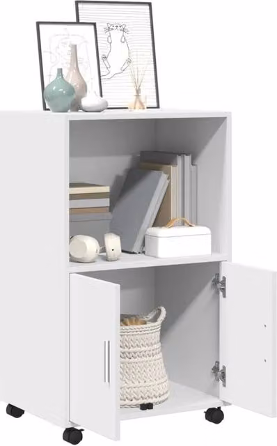 Berkfield Home Rolling Cabinet in White, W/D/H: 55 x 40 x 91 cm