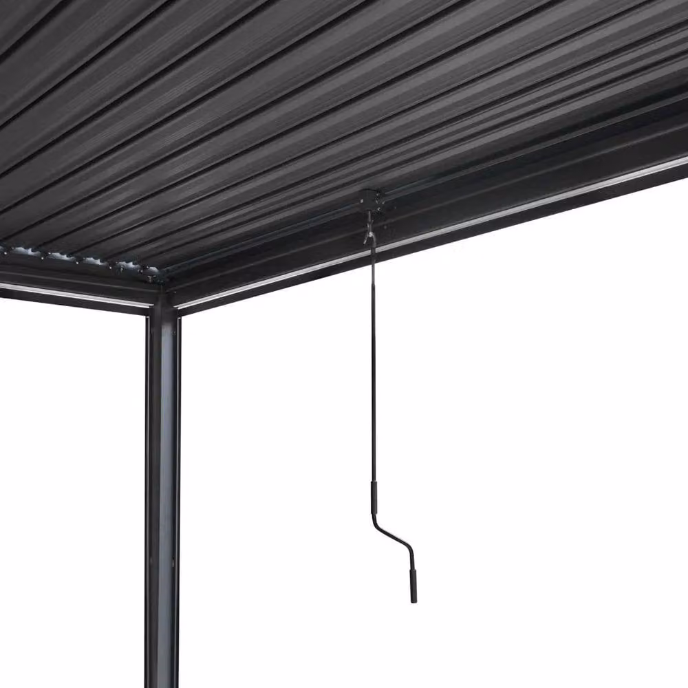 Monstershop Anthracite Aluminium Pergola with White Blinds and LED Lights, W/D/H: 300 x 300 x 250 cm – 7