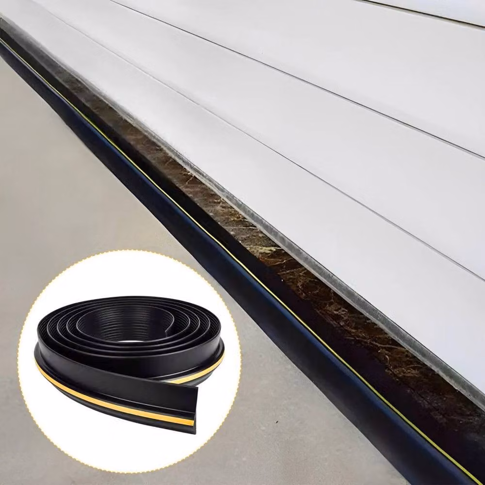 NESTLUNE Black EPDM Rubber Garage Door Threshold Seal Strap W: 1000 cm, H: 52 cm – 6