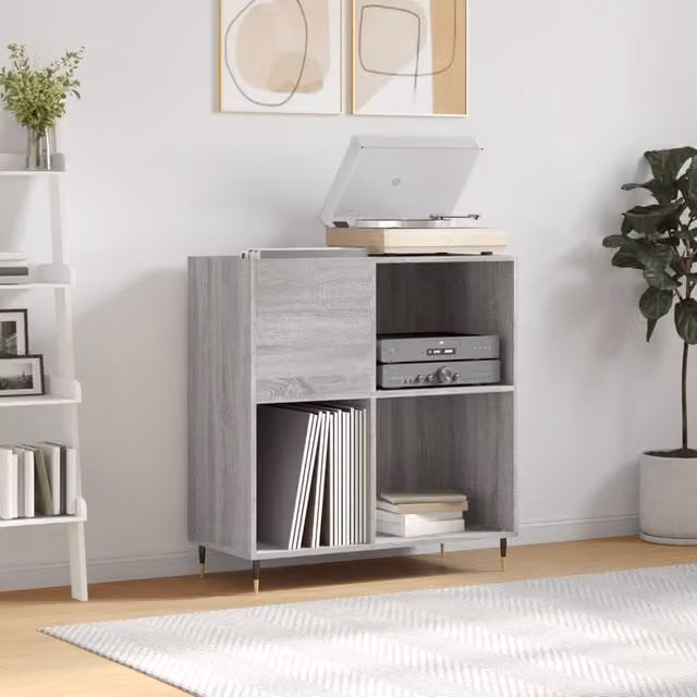 Berkfield Home Industrial Record Cabinet in Grey Sonoma, W: 84.5 cm, D: 38 cm, H: 89 cm – 1
