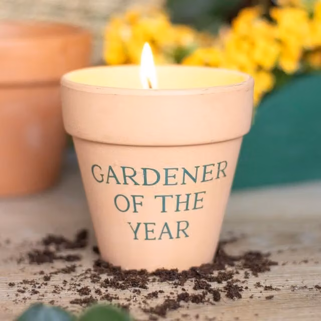 Kingsbury Gifts Citronella Outdoor Tabletop Candle in Orange and Brown Terracotta Ceramic Pot