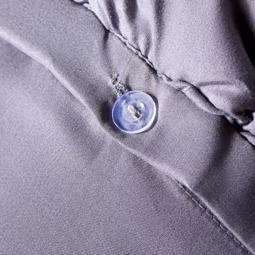 OHS Grey Seersucker King Size Duvet Cover and Pillowcase Set, W/D/H: 180 x 200 cm with 50 x 75 cm Pillowcases – 5