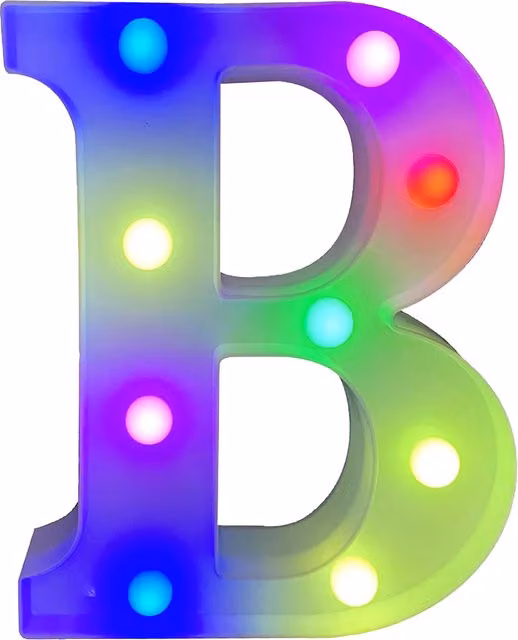 St Helens Battery Operated RGB LED Letter B with Remote Control in White and Multicolour