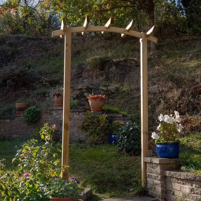 Forest Garden Hanbury Single Dome Top Arch in Brown Untreated Wood