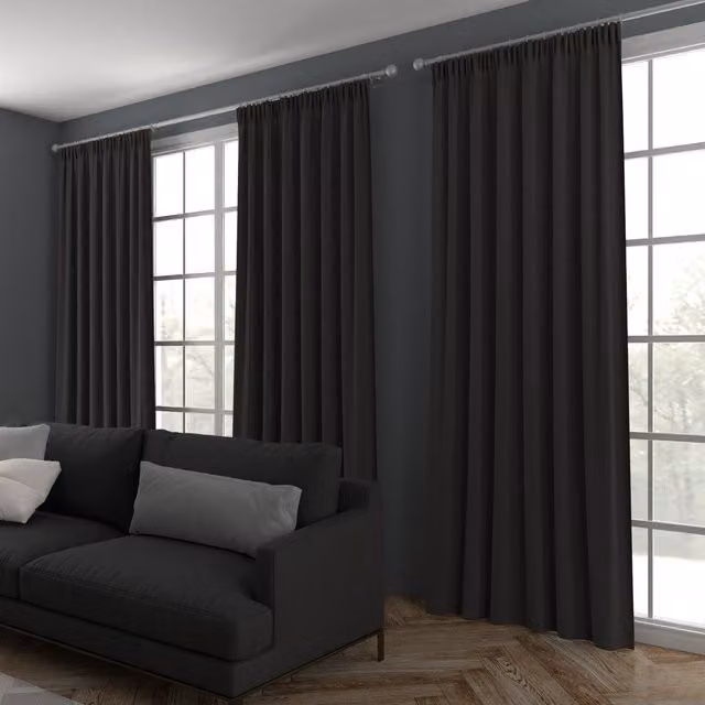 Terrys Louis Made to Measure Blackout Fabric Panel Curtain in Black
