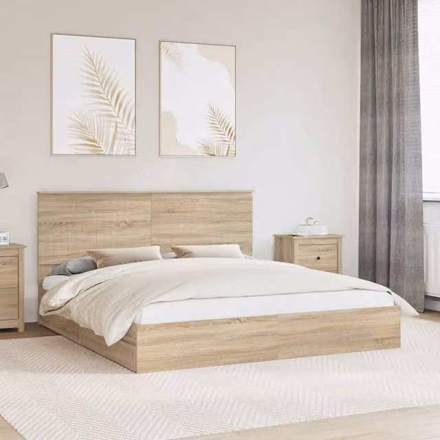 Berkfield Home Sonoma Oak Storage Bed with Drawers, Brown, W/D/H: 180 x 200 cm