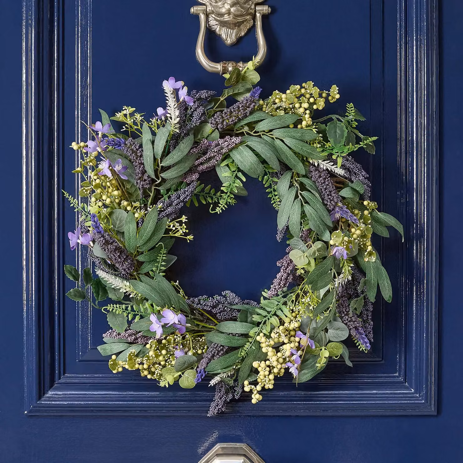 OHS Purple Lavender Artificial Floral Wreath for Spring and Summer Decoration, W/D/H: 50 x 50 x 50 cm – 8