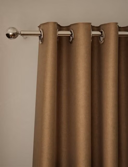 M&S Bronze Velvet Eyelet Thermal Insulating Opaque Curtains H: 229 cm x W: 168 cm
