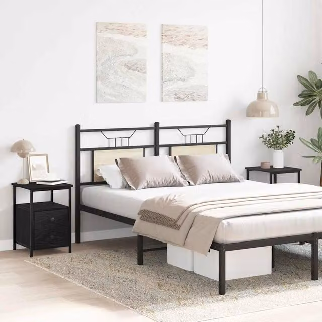 Berkfield Home Modern Bedside Cabinets, 2 Piece Set in Black Oak, W/D/H: 34 x 35.5 x 50 cm