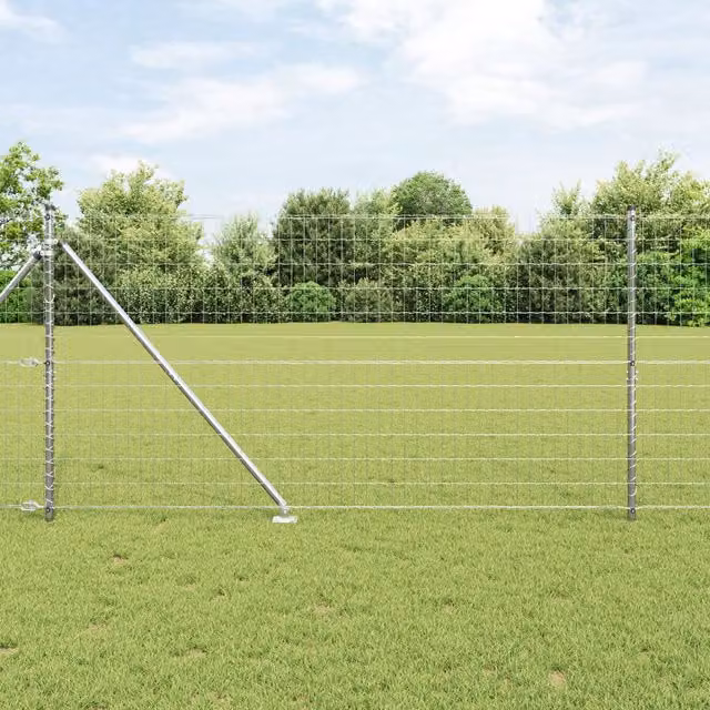 Berkfield Home Euro Fence in Silver Galvanised Steel with 7 Spike Posts, H: 120 cm, W: 10 m – 1