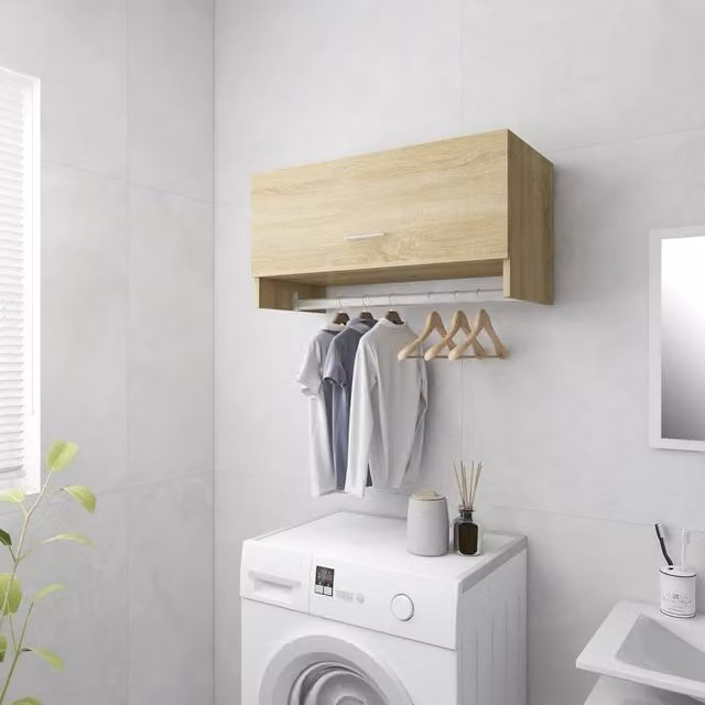 Berkfield Home Sonoma Oak Wardrobe in Brown, W/D/H: 70 x 32.5 x 35 cm