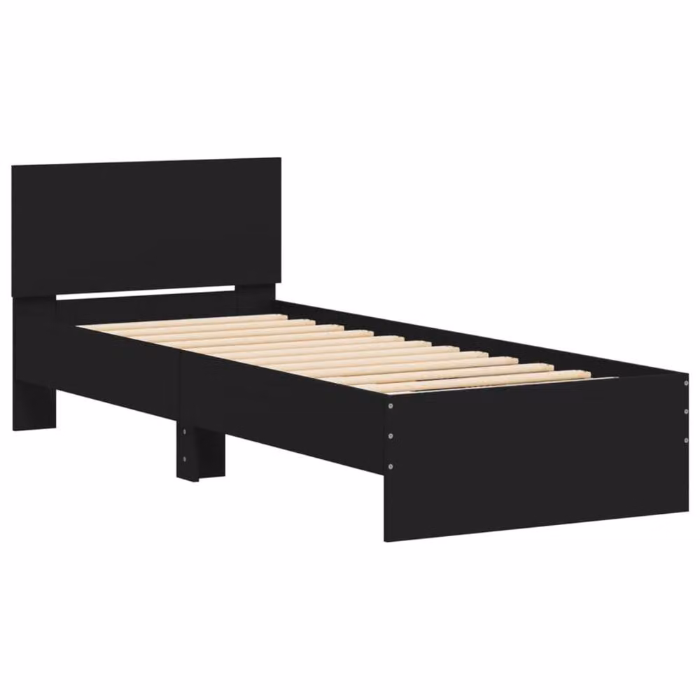 Berkfield Home Modern Small Single Bed Frame in Black with LED Under-Bed Lighting and USB Charging Port, W/D/H: 75 x 190 cm – 2
