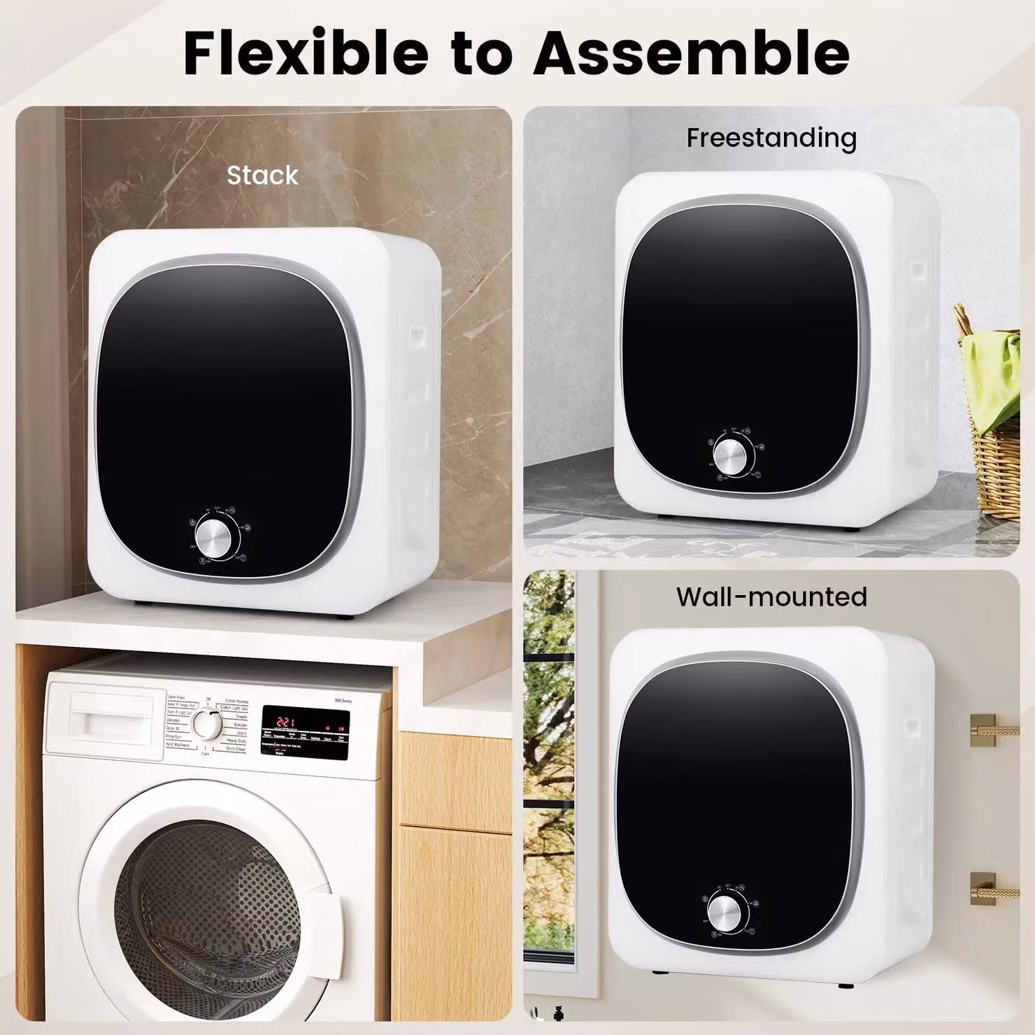 Gymax 800W Portable Front Load Tumble Electric Clothes Dryer with 5 Modes in White – 4
