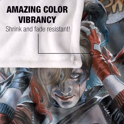 Warner Bros. Batman Harley Quinn Hammer Time Super Soft Fleece Throw Blanket, Multicolour, W: 91 x D: 147 cm – 3