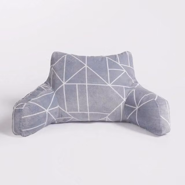 Havendro Grey Geometric Lumbar Support Wedge Cushion with Soft Hollow Fibre Polyester Filling