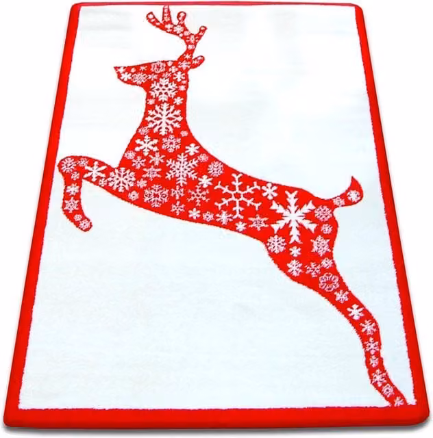 RugsX Xmas Red Rectangular Polypropylene Rug, W: 133 cm, D: 190 cm – 1