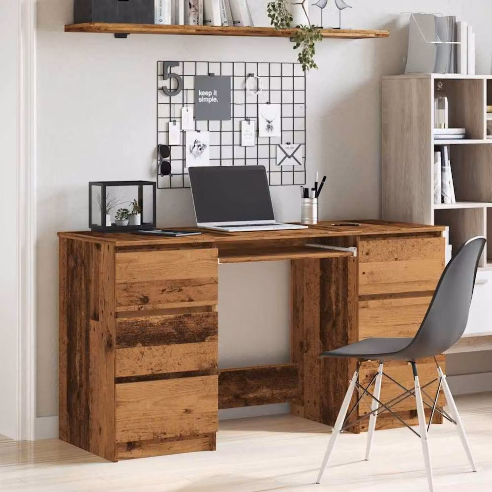 Berkfield Home Writing Desk in Brown, W/D/H: 140 x 50 x 77 cm – 3
