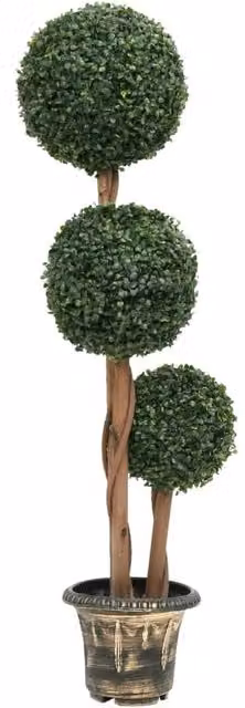 Berkfield Home Artificial Green Ball Shaped Boxwood Plant in a Pot, Height: 119 cm