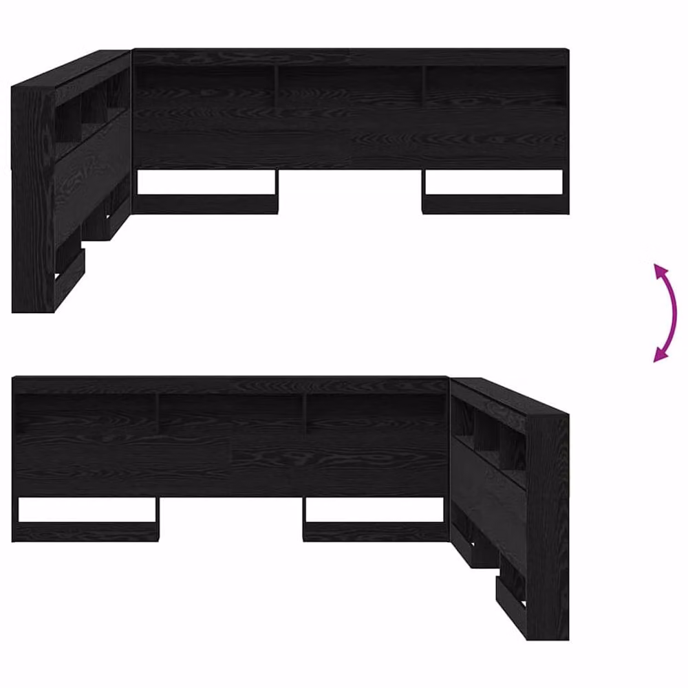 Berkfield Home Black Oak Storage Headboard with Integrated Shelf, Width: 180 cm – 7