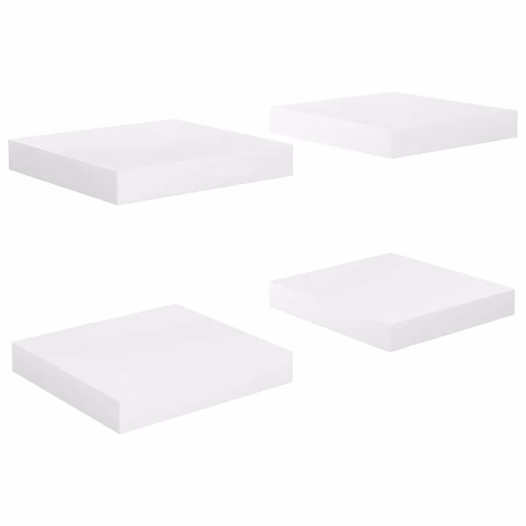 Berkfield Home Set of 4 High Gloss White Floating Wall Shelves, W/D/H: 23 x 23.5 x 4 cm – 2