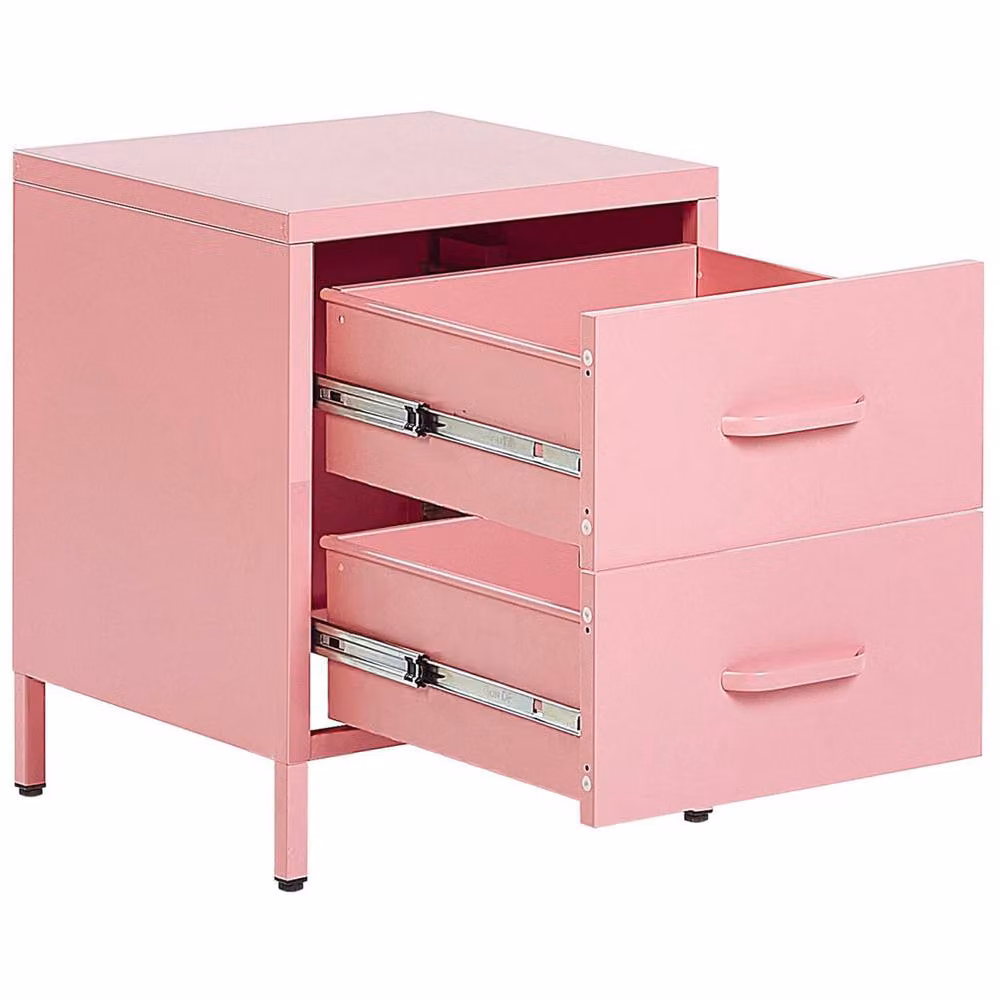 Wyld and Coco Pink Metal Bedside Table with 2 Drawers – 2