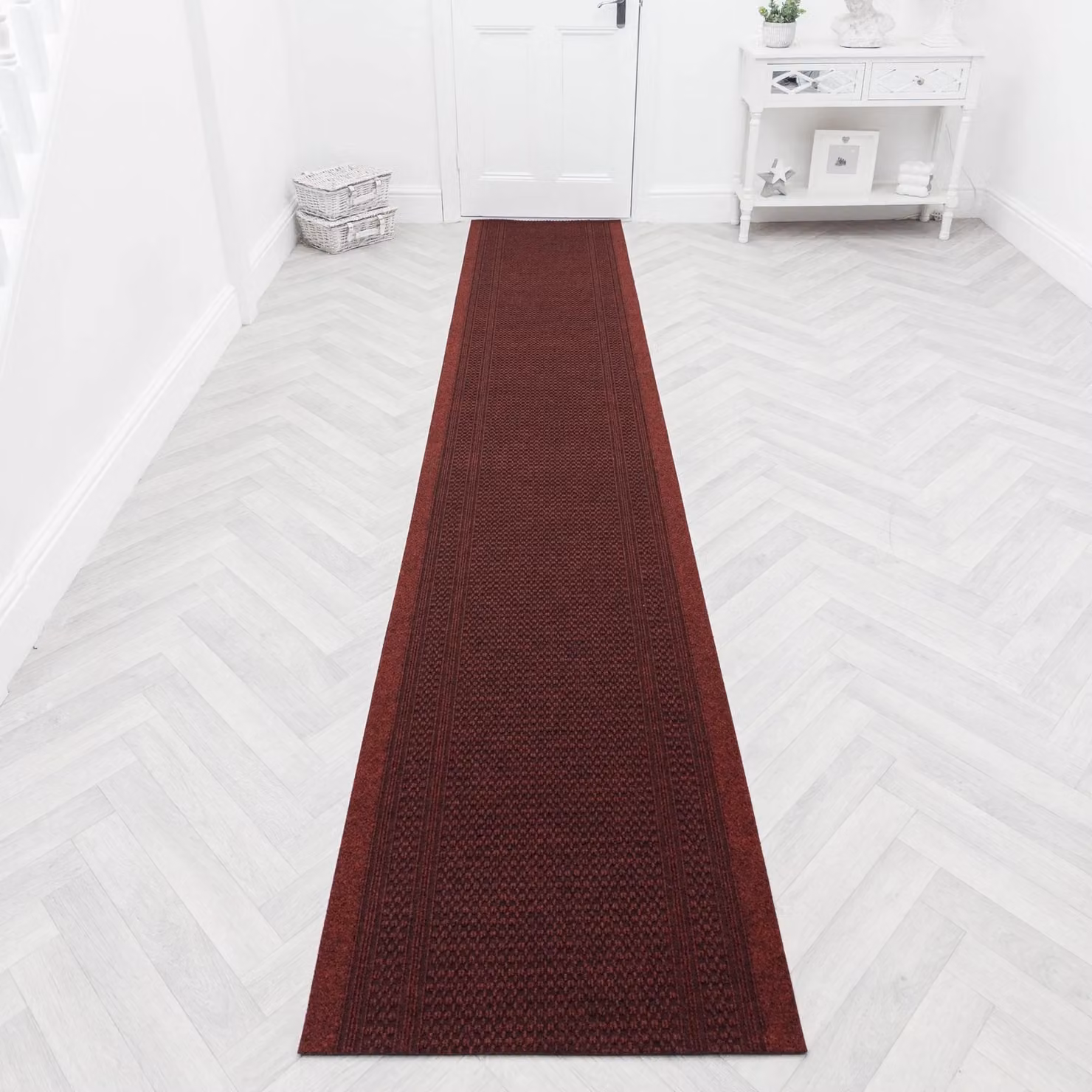 runrug Aztec Red Long Hallway Carpet Runner, W: 66 cm, L: 360 cm – 6
