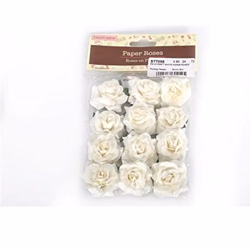 Générique Set of 12 White Paper Roses