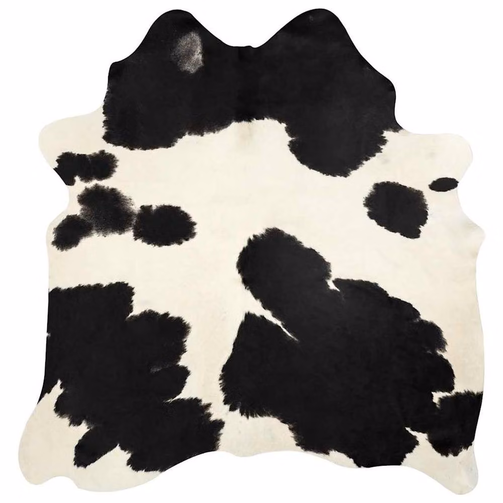 Berkfield Home Real Cowhide Rug in Black and White, W: 180 cm, L: 220 cm – 3