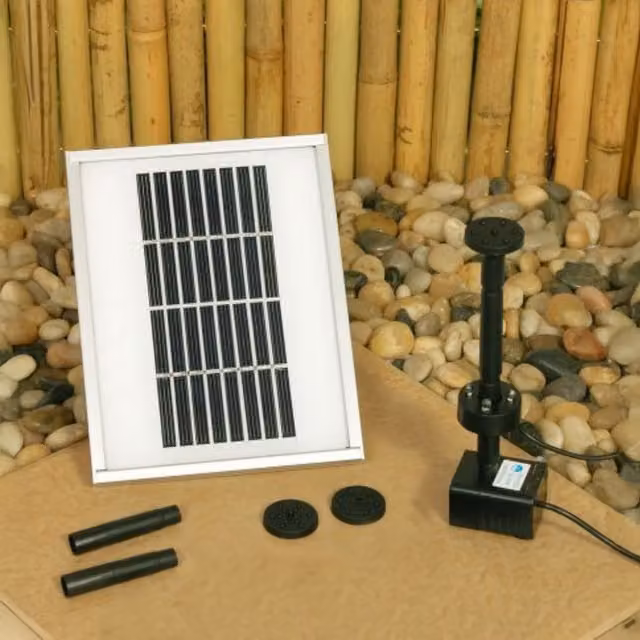 Primrose Black Solar Powered Fountain Pump with Timer Function