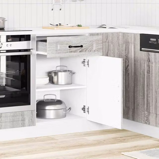 Berkfield Home Kalmar Kitchen Base Cabinet in Grey Sonoma Engineered Wood W/D/H: 81.5 x 50 x 46 cm