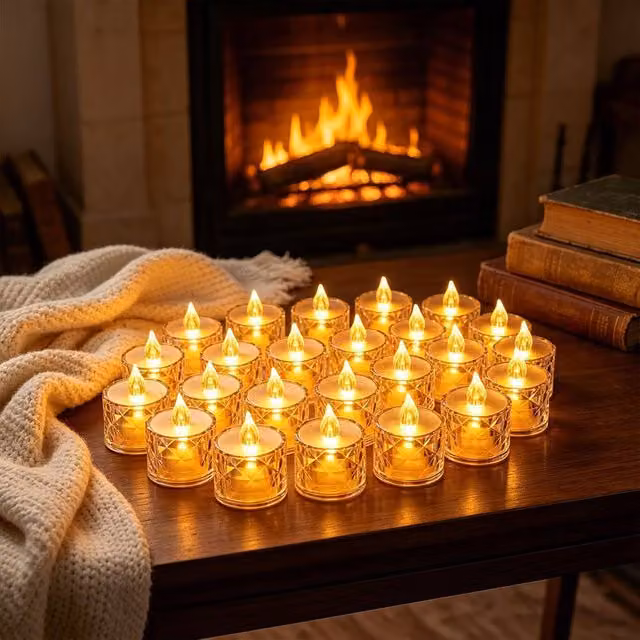 Lovii 24-Piece White Rose Design Flameless LED Tealight Candles – 1