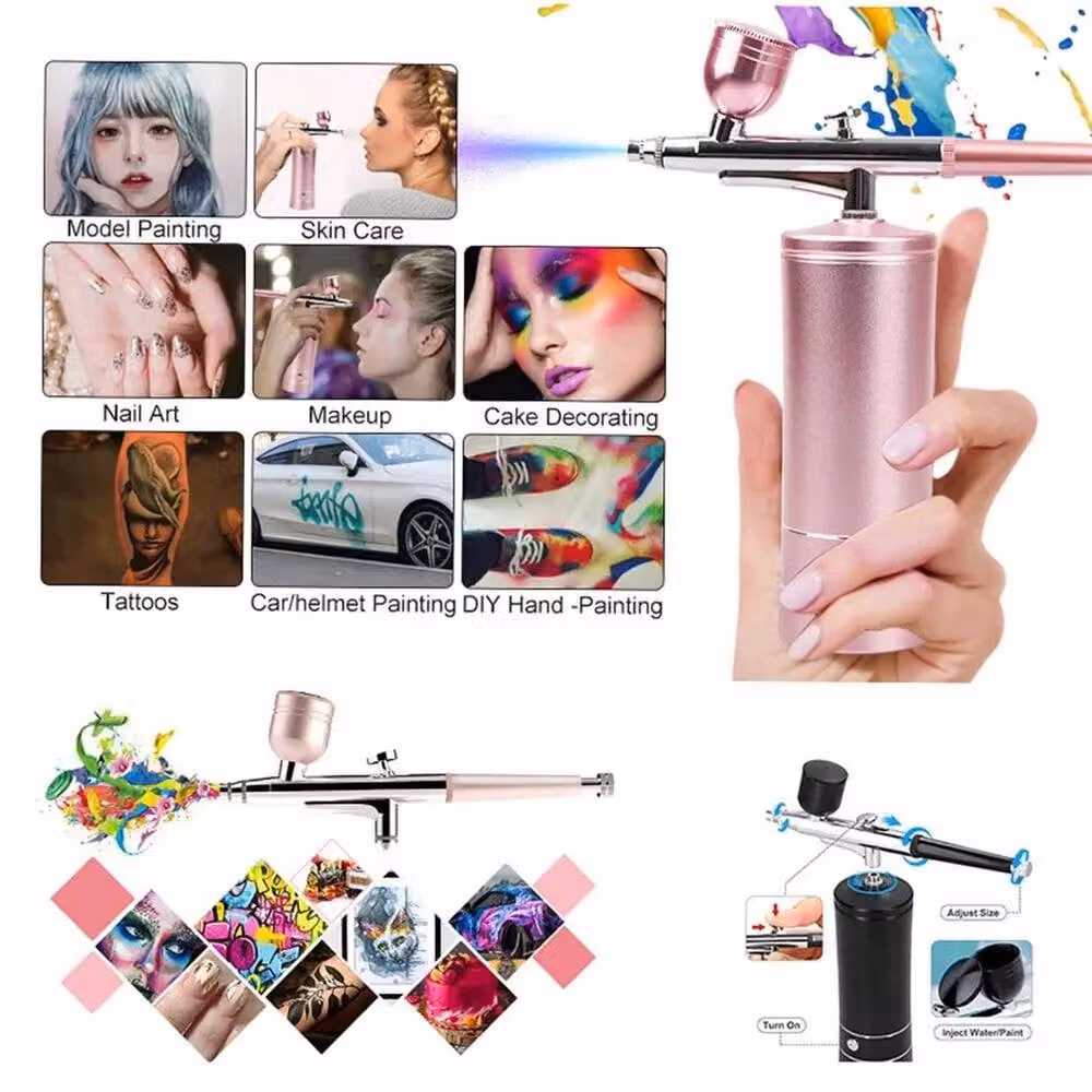 FLAVORA Cordless Rechargeable Electric Handheld Airbrush Kit with Compressor in Black – 4